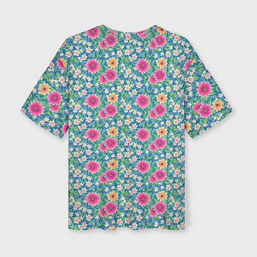 Женская футболка оверсайз Весенний цветочный паттерн / 3D-принт – фото 2
