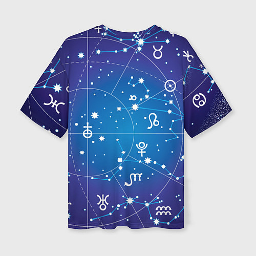 Женская футболка оверсайз Кролик символ 2023 на карте звездного неба / 3D-принт – фото 2