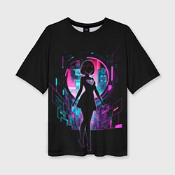 Футболка оверсайз женская Silhouette of a cute anime girl, цвет: 3D-принт