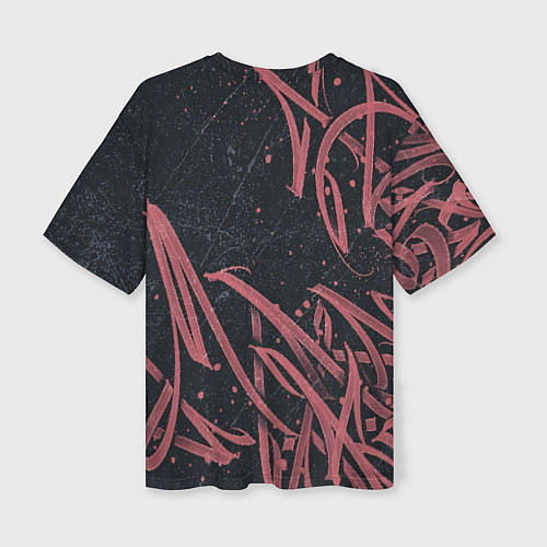 Женская футболка оверсайз Бордовое граффити / 3D-принт – фото 2