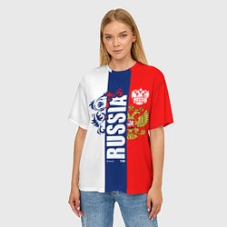 Футболка оверсайз женская Russia national team: white blue red, цвет: 3D-принт — фото 2