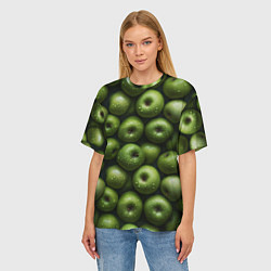 Футболка оверсайз женская Сочная текстура из зеленых яблок, цвет: 3D-принт — фото 2