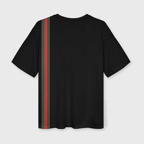Женская футболка оверсайз Кот Гуччи на черном фоне / 3D-принт – фото 2