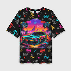 Футболка оверсайз женская JDM neon style, цвет: 3D-принт