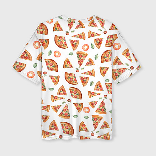 Женская футболка оверсайз Кусочки пиццы - паттерн на белом / 3D-принт – фото 2