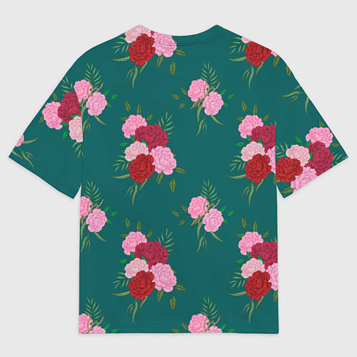 Женская футболка оверсайз Винтажные розы на темном фоне / 3D-принт – фото 2