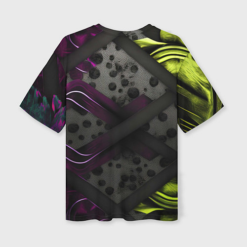 Женская футболка оверсайз Темная фиолетовая текстура с листьями / 3D-принт – фото 2