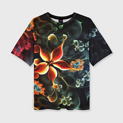 Женская футболка оверсайз Абстрактные цветы