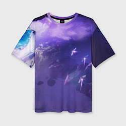 Женская футболка оверсайз Фиолетовый необъятный космос