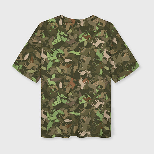 Женская футболка оверсайз Олени и дубовые листья - камуфляж / 3D-принт – фото 2