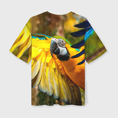 Женская футболка оверсайз Взлёт попугая / 3D-принт – фото 2