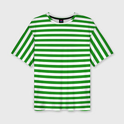 Женская футболка оверсайз Тельняшка зеленая Пограничных войск