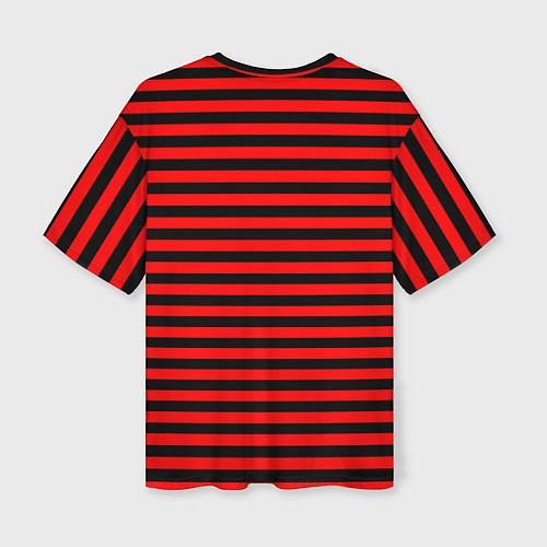 Женская футболка оверсайз Черно-красные полосы / 3D-принт – фото 2