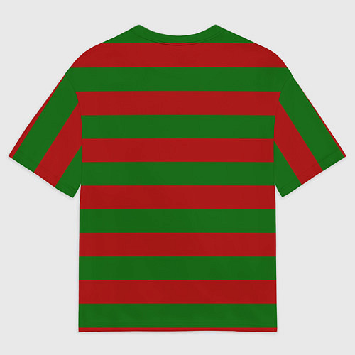 Женская футболка оверсайз Красно-зеленые полоски / 3D-принт – фото 2