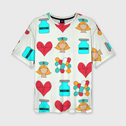 Женская футболка оверсайз Вакцина, пипюпи и сердце