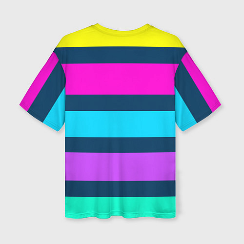 Женская футболка оверсайз Разноцветные неоновые полосы / 3D-принт – фото 2