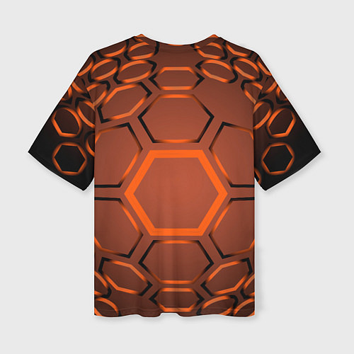 Женская футболка оверсайз Оранжевая техноброня / 3D-принт – фото 2