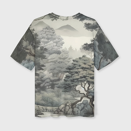 Женская футболка оверсайз Японский лес / 3D-принт – фото 2
