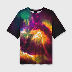 Женская футболка оверсайз Небула в космосе разноцветная - нейронная сеть