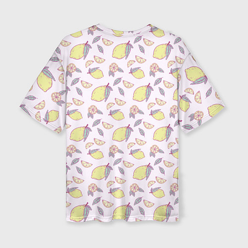 Женская футболка оверсайз Лимоны паттерн / 3D-принт – фото 2