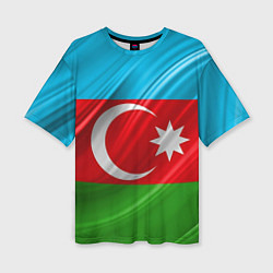 Женская футболка оверсайз Азербайджанский флаг
