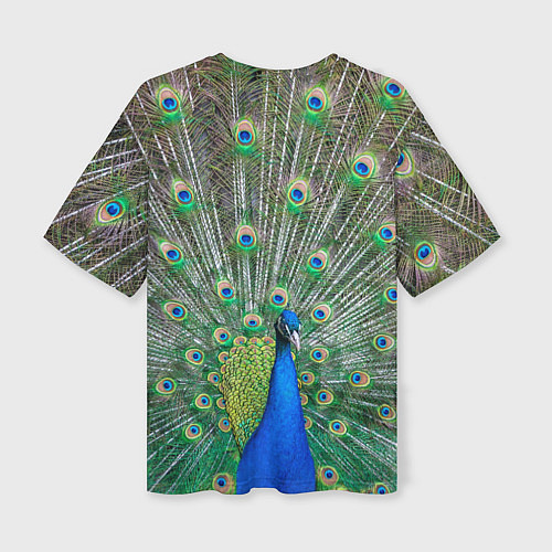 Женская футболка оверсайз Величественный павлин / 3D-принт – фото 2