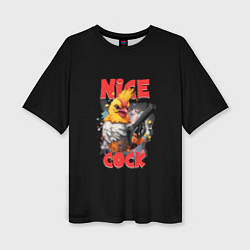 Женская футболка оверсайз Chicken gun nice cock