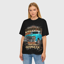 Футболка оверсайз женская Пикап Chevrolet Apache 3100 1959 года, цвет: 3D-принт — фото 2