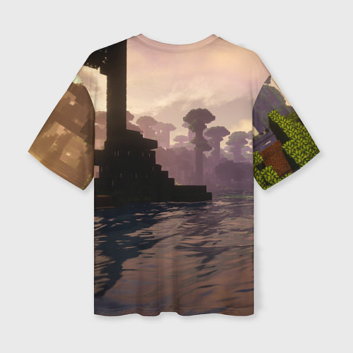 Женская футболка оверсайз Minecraft - река в лесу / 3D-принт – фото 2