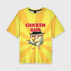 Женская футболка оверсайз Chicken Gun с пистолетами