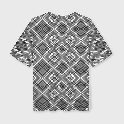Женская футболка оверсайз Геометрический узор черно белые ромбы / 3D-принт – фото 2