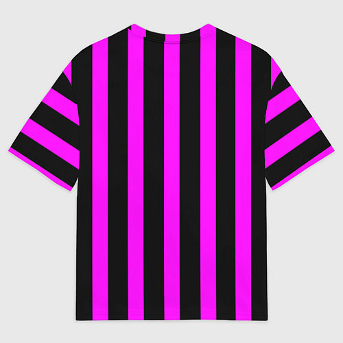 Женская футболка оверсайз В полоску черного и фиолетового цвета / 3D-принт – фото 2
