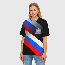 Футболка оверсайз женская Пограничные войска - флаг РФ, цвет: 3D-принт — фото 2