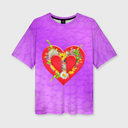 Женская футболка оверсайз Цветы от сердца