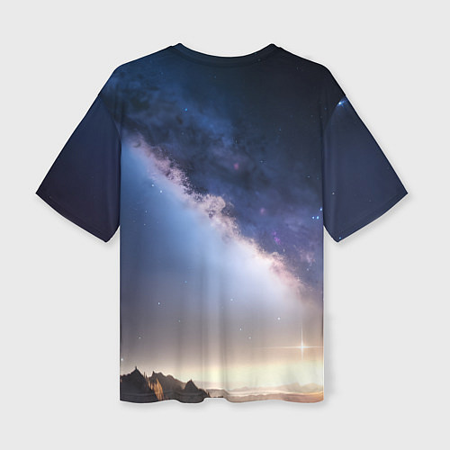 Женская футболка оверсайз Звёздное небо и горы / 3D-принт – фото 2