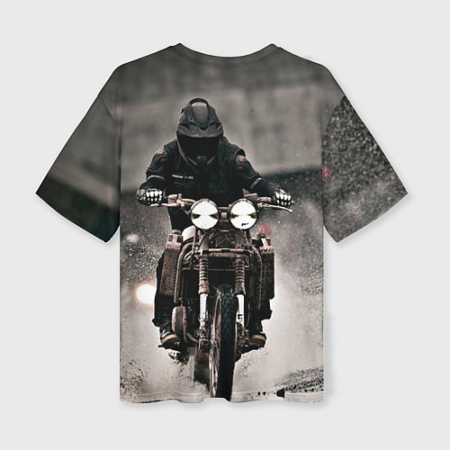 Женская футболка оверсайз Мотоцикл в дождь / 3D-принт – фото 2