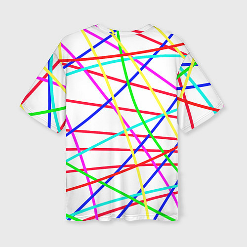 Женская футболка оверсайз Яркие цветные линии / 3D-принт – фото 2