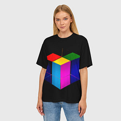 Футболка оверсайз женская Многосторонний цветной куб, цвет: 3D-принт — фото 2