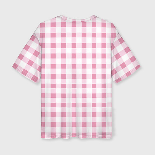 Женская футболка оверсайз Барби-розовый: клетка / 3D-принт – фото 2