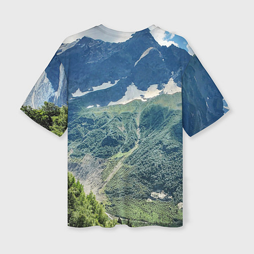 Женская футболка оверсайз Пеший поход по русским горам / 3D-принт – фото 2