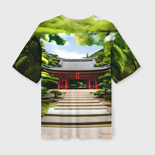 Женская футболка оверсайз Японский храм синто / 3D-принт – фото 2