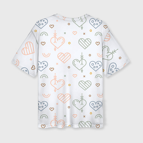 Женская футболка оверсайз Lovely hearts / 3D-принт – фото 2