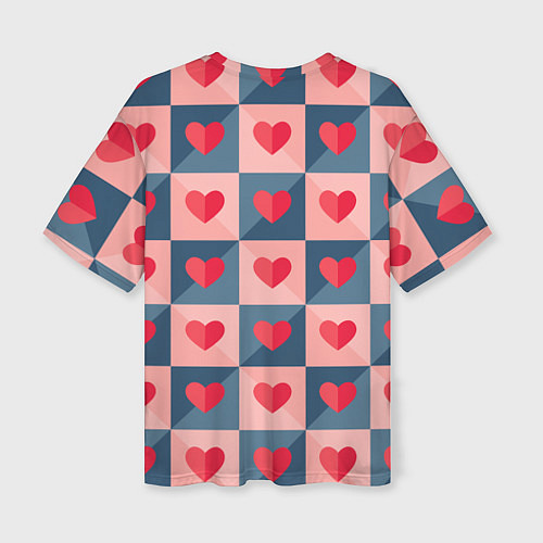 Женская футболка оверсайз Pettern hearts / 3D-принт – фото 2