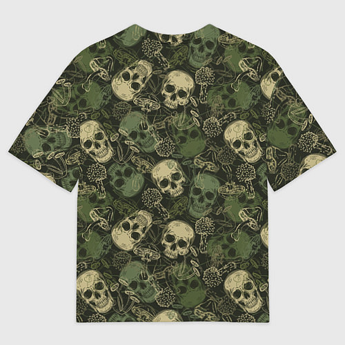 Женская футболка оверсайз Камуфляж с черепами и грибами / 3D-принт – фото 2