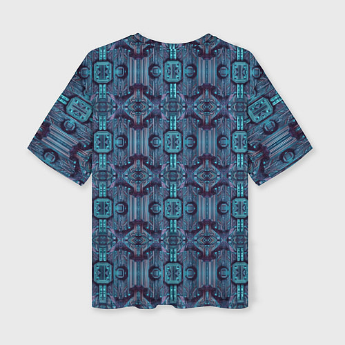 Женская футболка оверсайз Сине-фиолетовый киберпанк / 3D-принт – фото 2