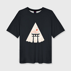 Женская футболка оверсайз Японские ворота Тории в горах