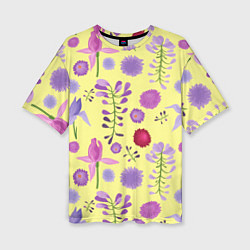 Женская футболка оверсайз Фиолетовый цветник