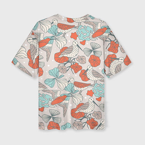Женская футболка оверсайз Птички и маки / 3D-принт – фото 2