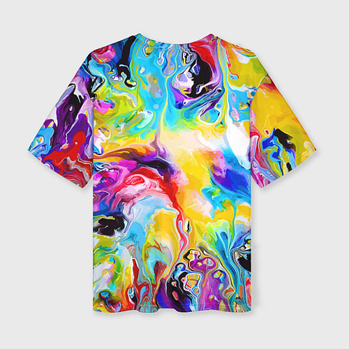 Женская футболка оверсайз Маскировка хамелеона на фоне ярких красок / 3D-принт – фото 2