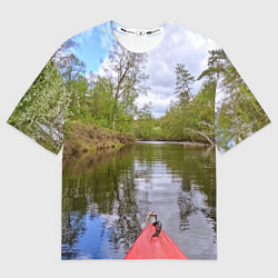 Футболка оверсайз женская Красная байдарка, цвет: 3D-принт